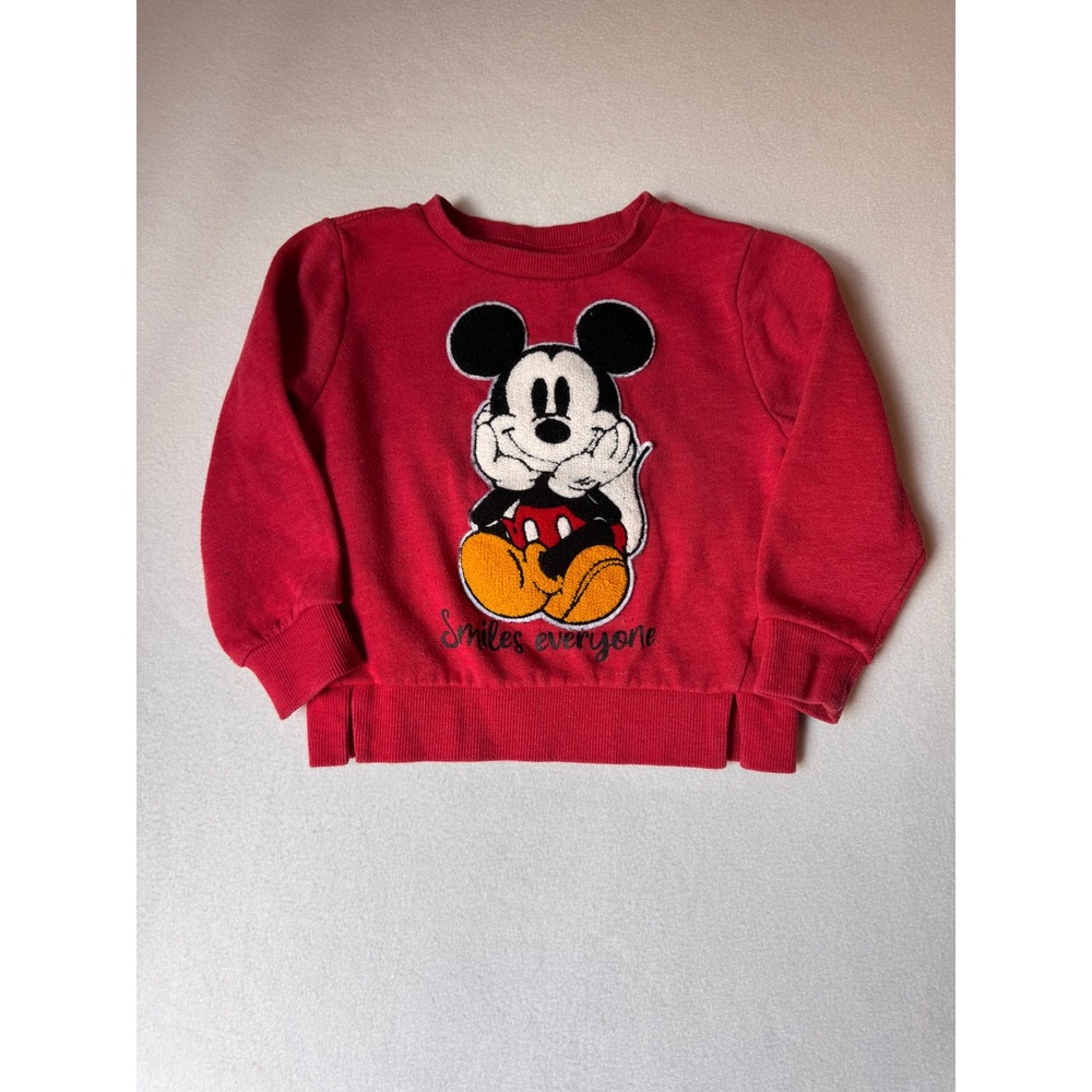 Disney Junior Mickey Mouse Girls 3T Red Embroidered Sweatshirt Pullover